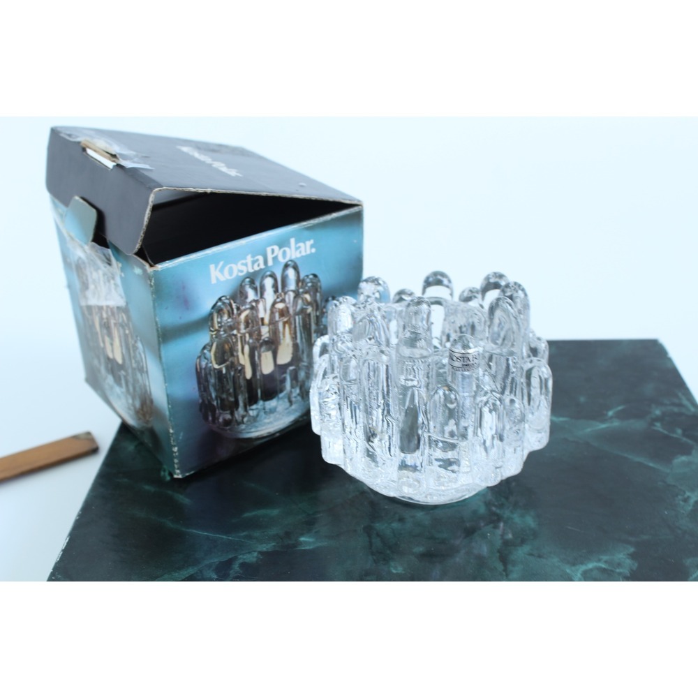 Kosta Boda Polar Votive Candle Holder Lead Crystal Swedish Glass Goran Warff 4in